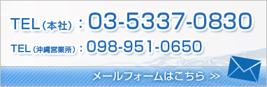 TEL(本社):03-5337-0830 TEL(沖縄営業所):098-951-0650メールフォームはこちら